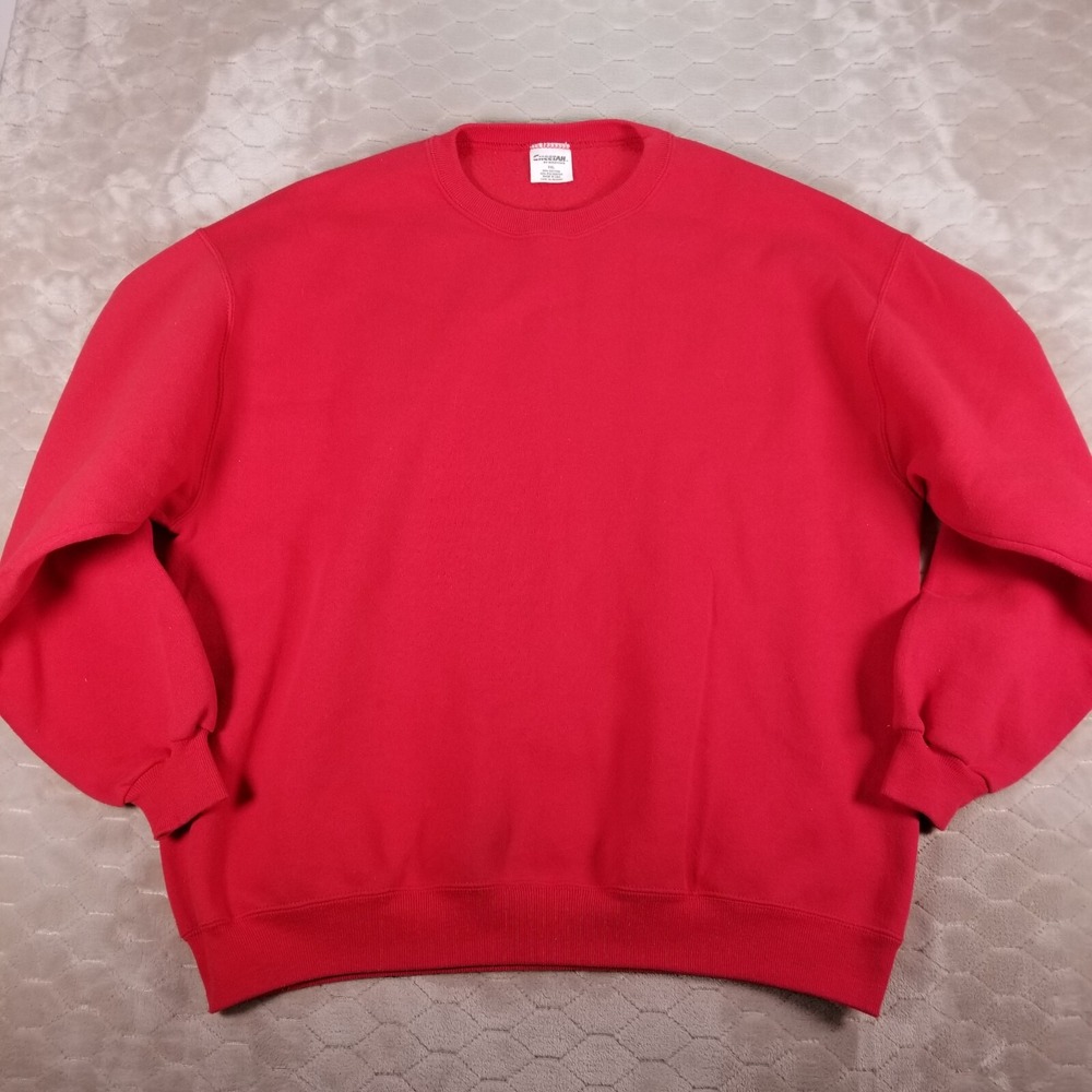 VTG 90s Cheetah Mervyns Adult XXL Sweatshirt Pullover Relax Fit Red USA Made